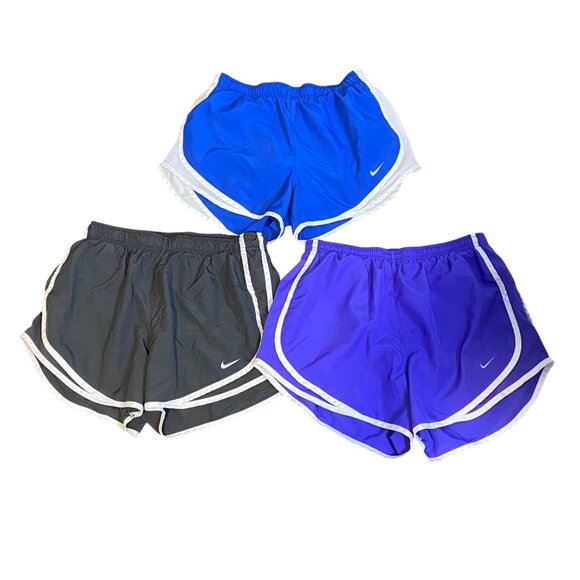 Nike Dri-Fit Women M Running Shorts Purple/Blue/Black Gym Y2K Lounge Lot of 3 - Picture 1 of 16